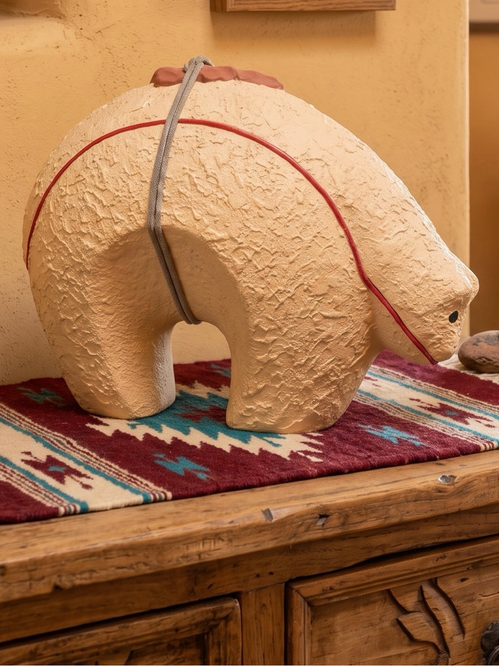 VTG Zuni Clay Fetish Bear Sculpture Jobeth Maize Large 9"